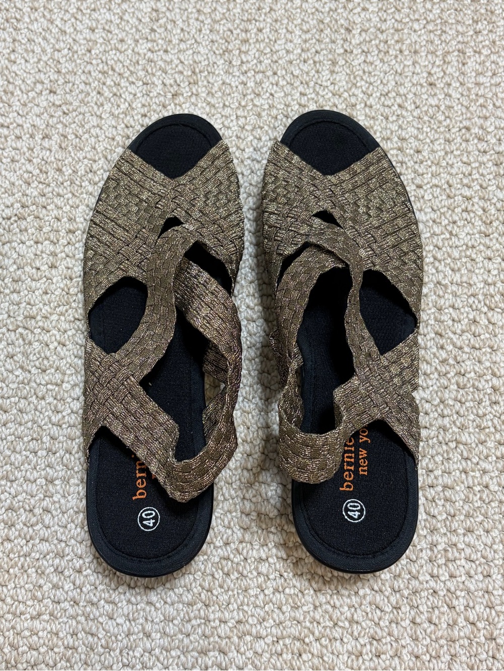 Bernie Mev Metallic Bronze Open Toe Sandals US 9 EU 40 Lightweight Travel